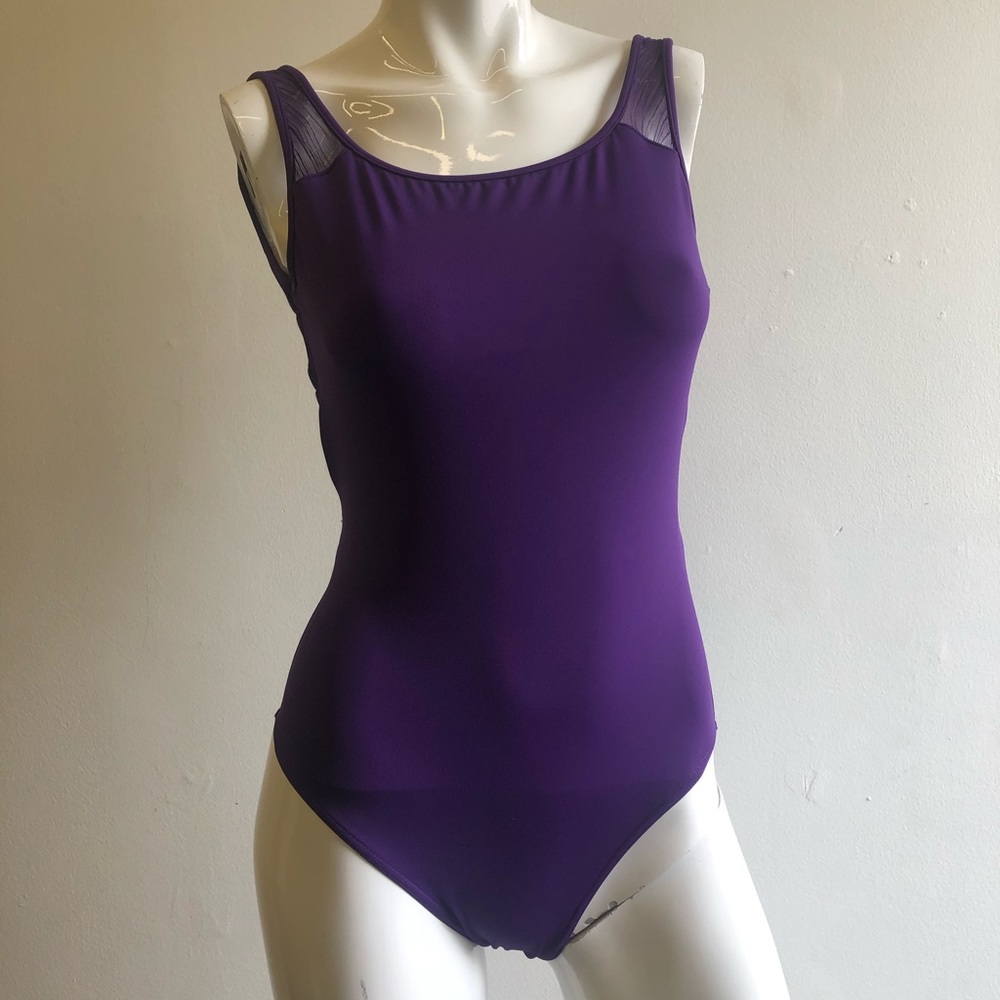 Purple Ruched-Back Dance Leotard
